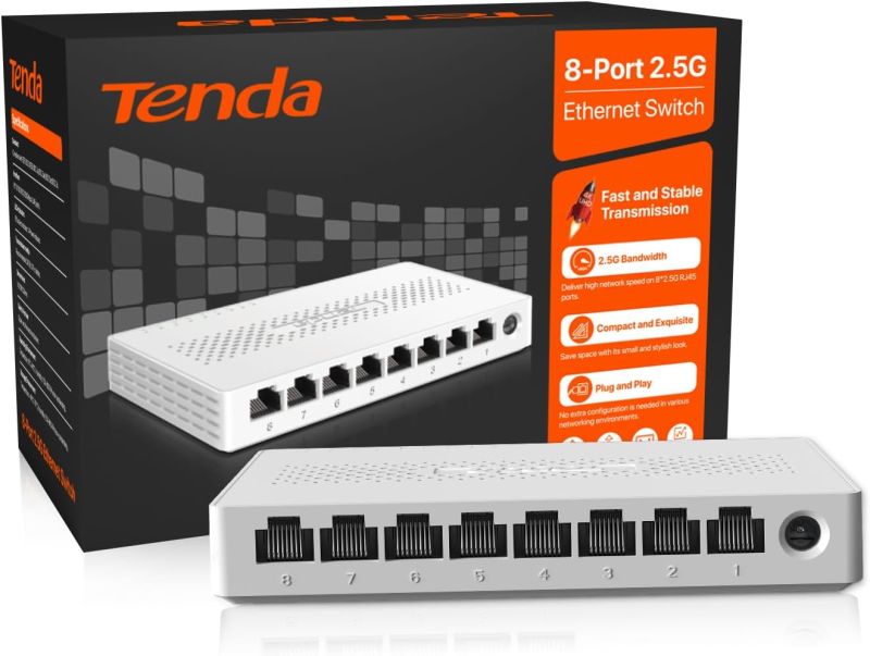 Tenda Switch Ethernet 2.5Gbps, 8 Ports Switch