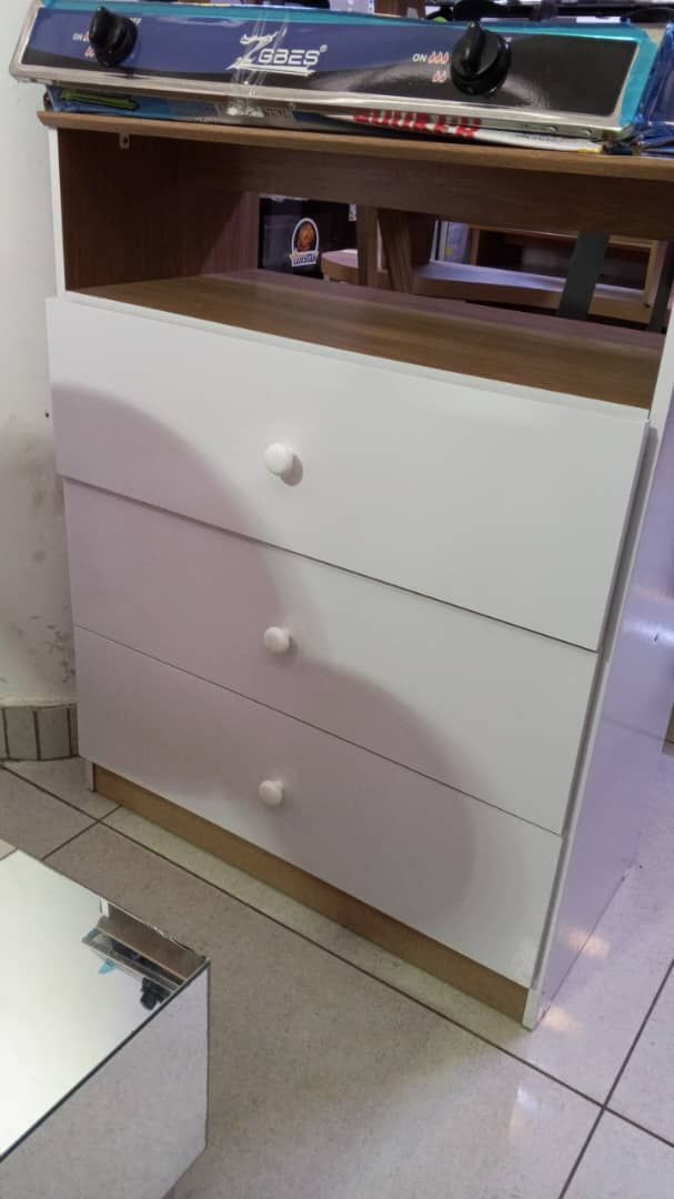 Commode 3 tiroirs « Scandinave » Blanc & Bois Naturel