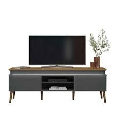 Meuble TV « Lumina » Design Contemporain Bois & Gris Anthracite (jusqu'à 75")